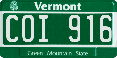 VT license plate COI916