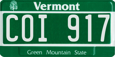 VT license plate COI917