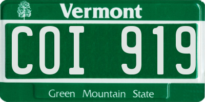VT license plate COI919