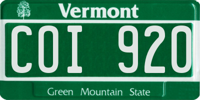 VT license plate COI920