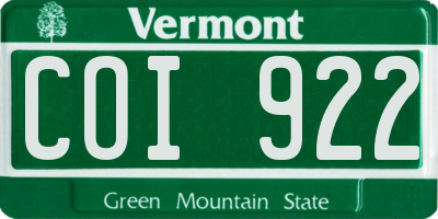 VT license plate COI922