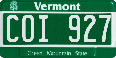 VT license plate COI927