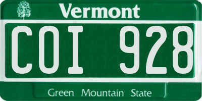 VT license plate COI928