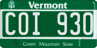 VT license plate COI930