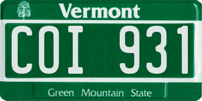 VT license plate COI931