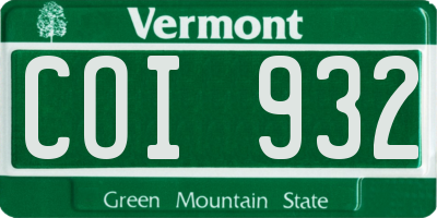 VT license plate COI932