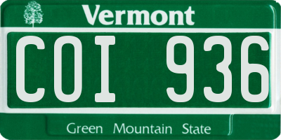 VT license plate COI936