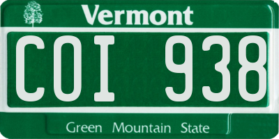 VT license plate COI938