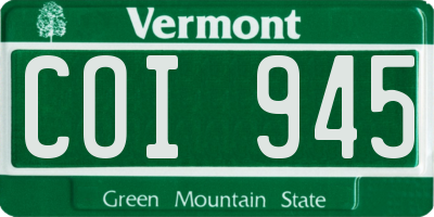 VT license plate COI945