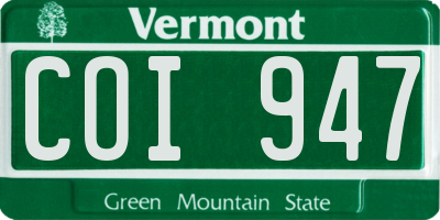VT license plate COI947