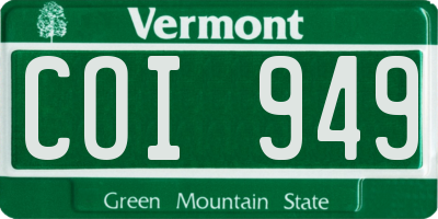 VT license plate COI949