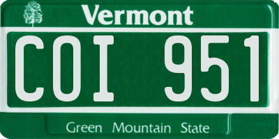 VT license plate COI951