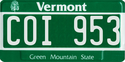 VT license plate COI953