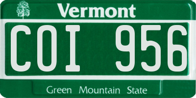 VT license plate COI956
