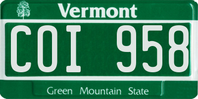 VT license plate COI958