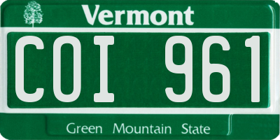 VT license plate COI961