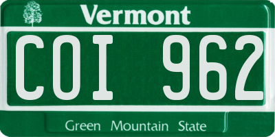 VT license plate COI962