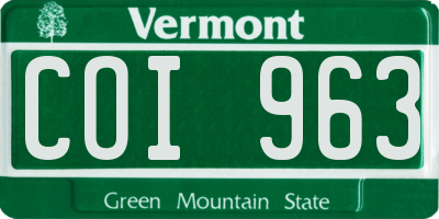 VT license plate COI963