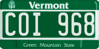 VT license plate COI968