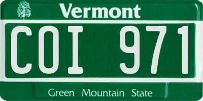 VT license plate COI971
