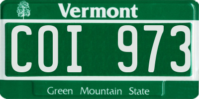 VT license plate COI973
