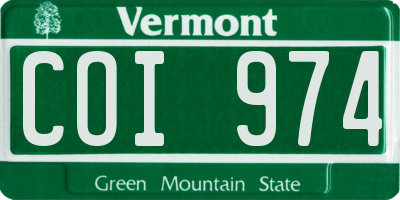 VT license plate COI974