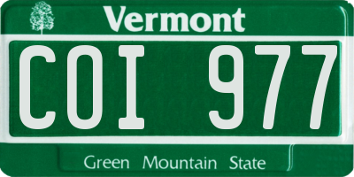 VT license plate COI977