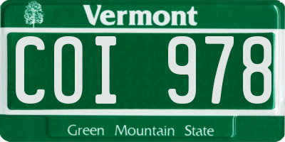 VT license plate COI978