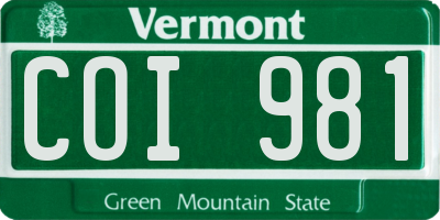 VT license plate COI981