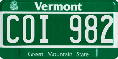 VT license plate COI982