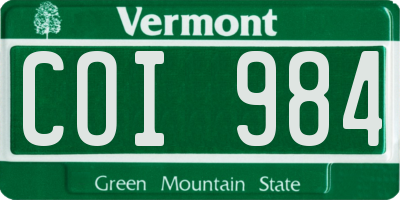 VT license plate COI984