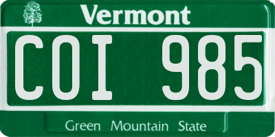 VT license plate COI985