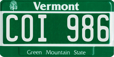VT license plate COI986