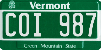 VT license plate COI987