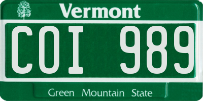 VT license plate COI989