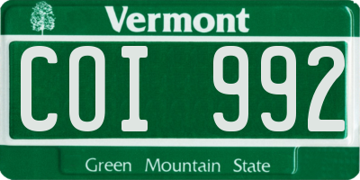 VT license plate COI992