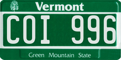 VT license plate COI996