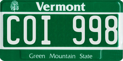 VT license plate COI998