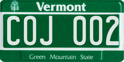 VT license plate COJ002
