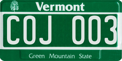 VT license plate COJ003