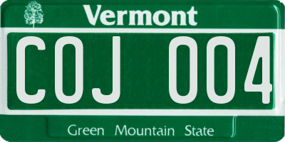 VT license plate COJ004