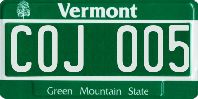VT license plate COJ005