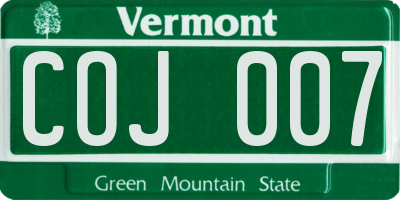 VT license plate COJ007