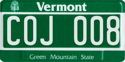 VT license plate COJ008