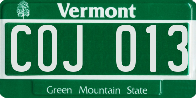 VT license plate COJ013