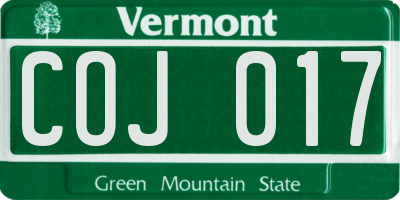 VT license plate COJ017