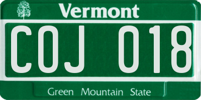 VT license plate COJ018
