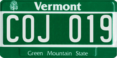 VT license plate COJ019