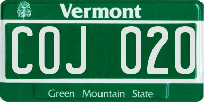 VT license plate COJ020