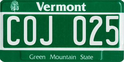 VT license plate COJ025